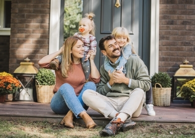 Young family enjoying in sunny day