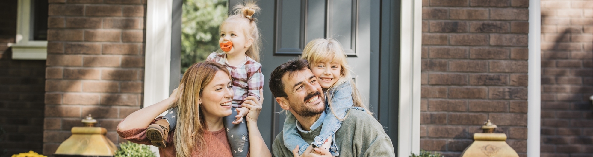 Young family enjoying in sunny day